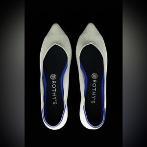 Rothy's The Point Flats Light Grey Flax Birdseye Ballet Ballerina Slip-Ons Shoes